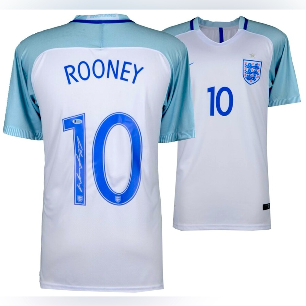 Wayne Rooney England Autographed Nike Dri-Fit
White Jersey Fanatics Beckett COA